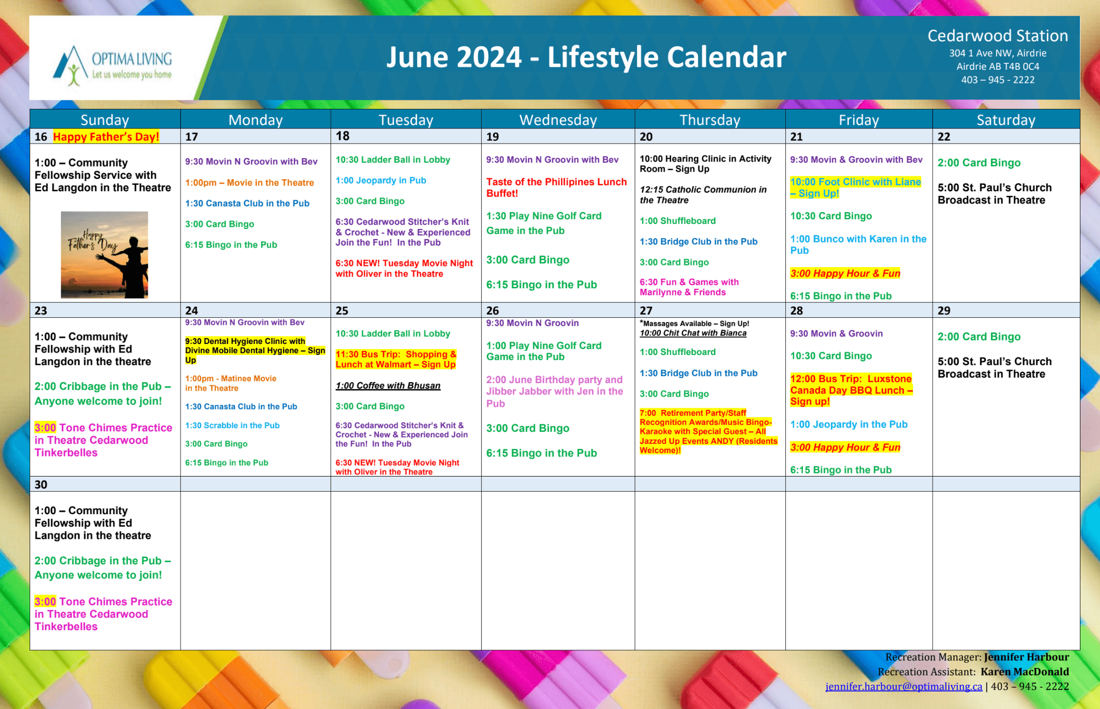 Cedarwood Station June 16 - 30 2024 event calendar