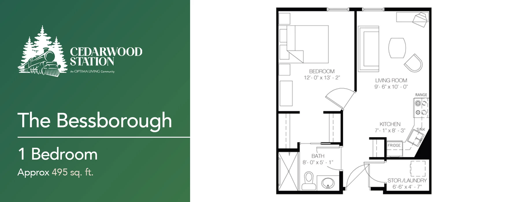 The Bessborough 1 bedroom floor plan