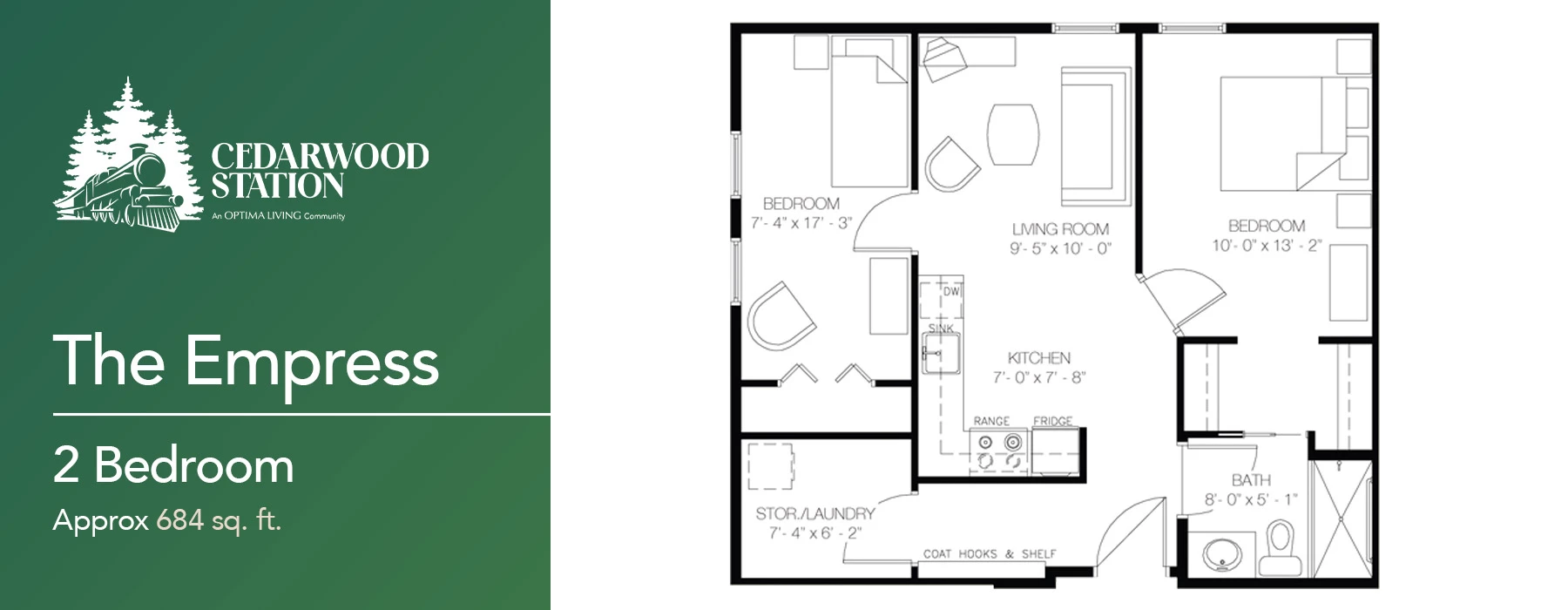 The Empress 2 bedroom floor plan