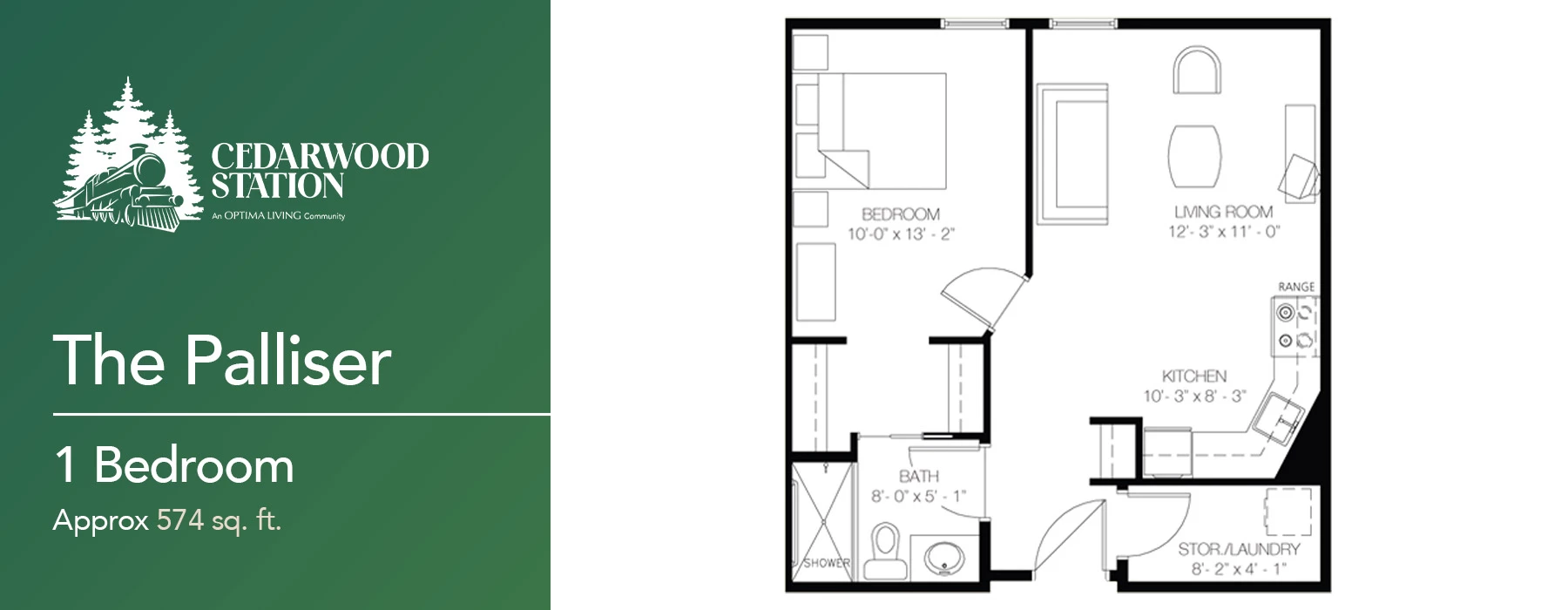 The Palliser 1 bedroom floor plan